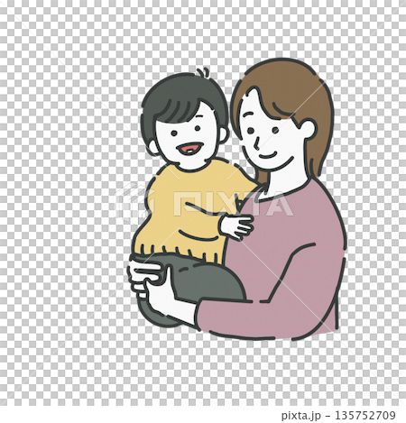 母親抱著孩子 135752709