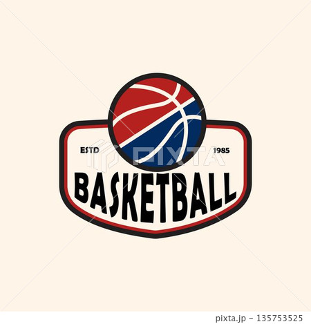 Vintage Style Basketball Emblem Design With Modern Shield Shape and Classic Typography 135753525