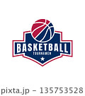 Modern Basketball Shield Logo with Star Icon 135753528