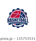 Basketball Training Academy Logo with Gear Icon 135753531