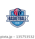 Vintage Basketball Shield Logo 135753532