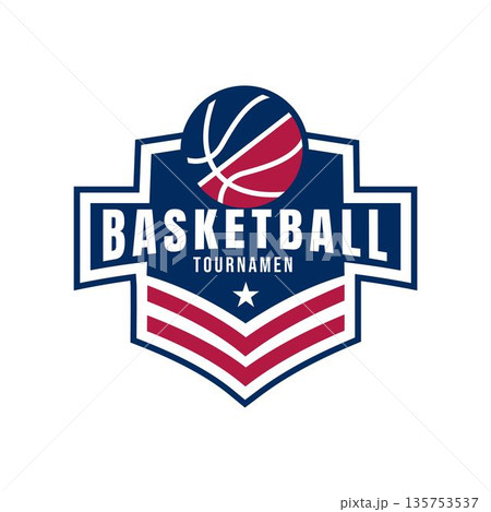 Military Style Basketball Shield with Star and Stripes 135753537