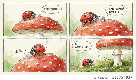 テントウムシとキノコ 135754937