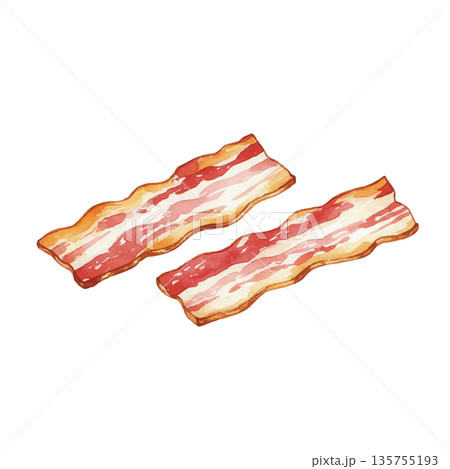 水彩風のベーコンイラスト 135755193