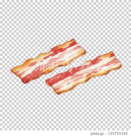 水彩風のベーコンイラスト 135755193