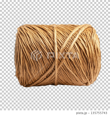 Brown twine roll on white isolated background. 135755743