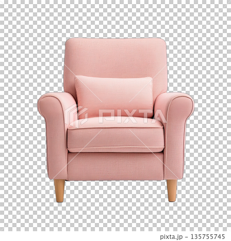 Comfortable pink armchair on white isolated background. 135755745