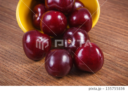 Fresh ripe cherries. Healthy dessert or snack 135755836