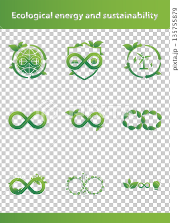 Vector Infinity Loop Icons for Circular Economy and Sustainable Energy Vector Infinity Loop Icons for Circular Economy and Sustainable Energy 135755879