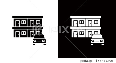 モーテルや民泊を表す建物アイコン モーテルや民泊を表す建物アイコン 135755896