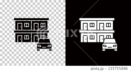 モーテルや民泊を表す建物アイコン モーテルや民泊を表す建物アイコン 135755896