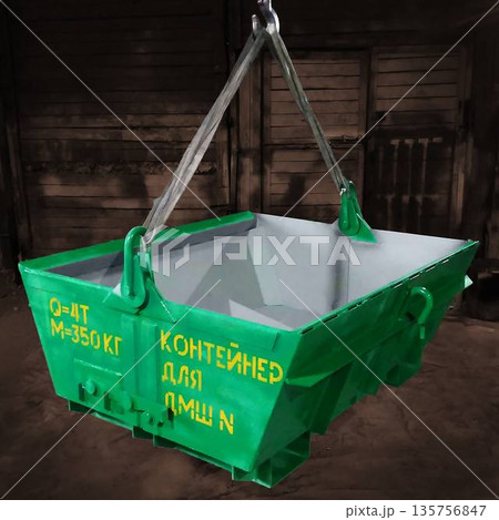 Large green metal container. Mechanical engineering. Finished products. 135756847