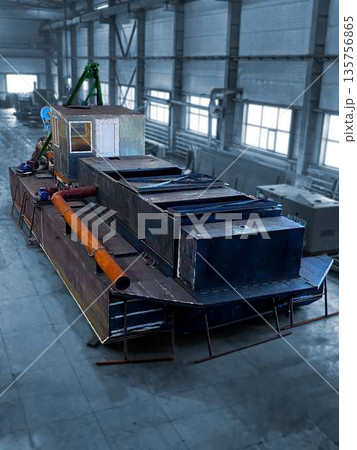 Industrial dredging machine , heavy machinery construction. Mechanical engineering. Finished products. Industrial dredging machine , heavy machinery construction. Mechanical engineering. Finished products. 135756865