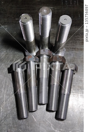 Metric threaded bolts set. Mechanical engineering. Finished products. 135756897