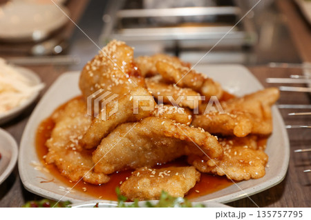 Chinese food. Guo Bao Rou (sweet and sour pork) 135757795