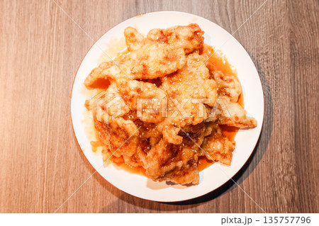 Chinese food. Guo Bao Rou (sweet and sour pork) 135757796