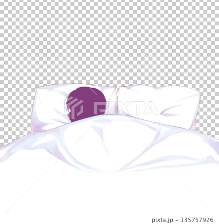 Silhouette of a man sleeping alone in a double bed Silhouette of a man sleeping alone in a double bed 135757926