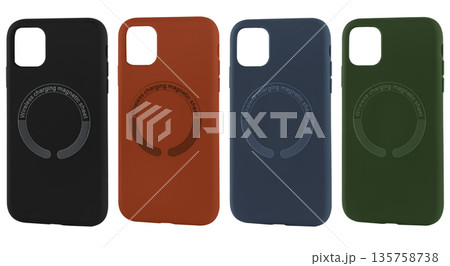 silicone case, for a phone with a magnetic platform for wireless charging, a white background 135758738
