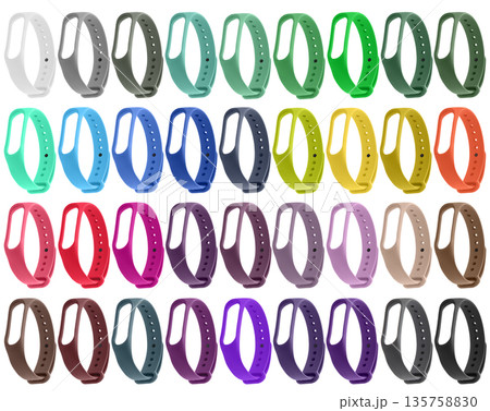 silicone strap for a fitness bracelet, isolated on a white background, collage 135758830