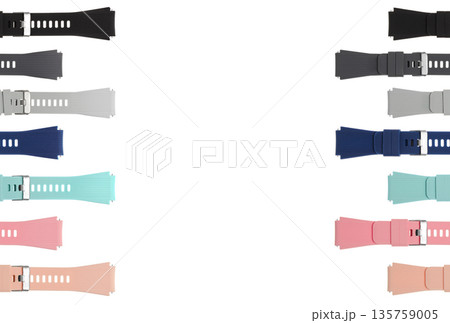 silicone strap for smart watches, on a white background in isolation, collage silicone strap for smart watches, on a white background in isolation, collage 135759005