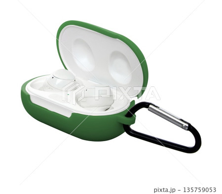 wireless headphones in a silicone case with a carabiner wireless headphones in a silicone case with a carabiner 135759053