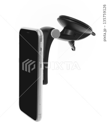 Car holder for a phone with a phone, isolated on a white background 135759126