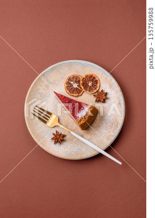 Strawberry cheesecake, a slice of sweet pie, a classic cheesecake dessert. Strawberry cheesecake Strawberry cheesecake, a slice of sweet pie, a classic cheesecake dessert. Strawberry cheesecake 135759988