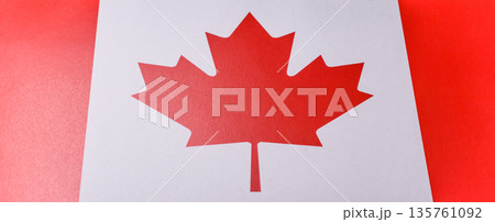 Canadian national flag in red and white color as a symbol of independence. Flag of Canada Canadian national flag in red and white color as a symbol of independence. Flag of Canada 135761092