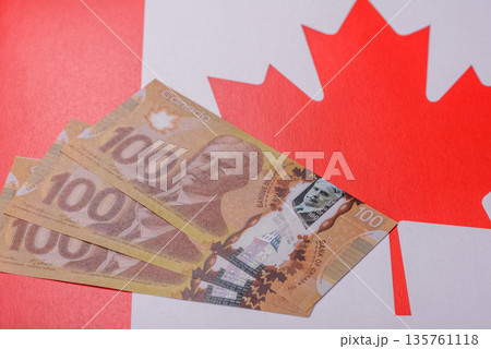 Money, currency of Canada, dollar banknotes of various denominations. Canadian money Money, currency of Canada, dollar banknotes of various denominations. Canadian money 135761118