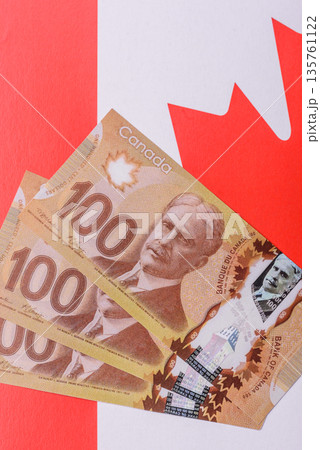 Money, currency of Canada, dollar banknotes of various denominations. Canadian money Money, currency of Canada, dollar banknotes of various denominations. Canadian money 135761122