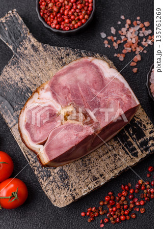 A meat roll made from pork or beef tongue slices with spices. Tongue roll 135761269