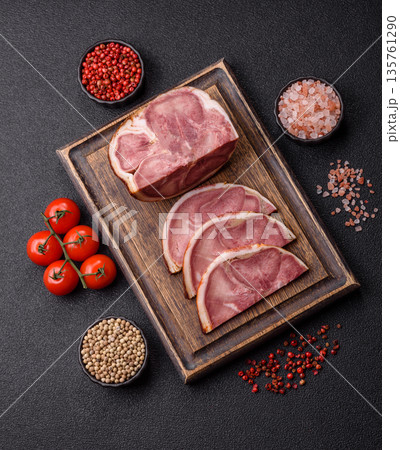 A meat roll made from pork or beef tongue slices with spices. Tongue roll 135761290