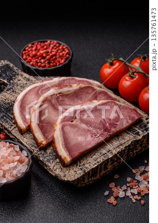 A meat roll made from pork or beef tongue slices with spices. Tongue roll 135761473