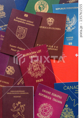 Passports of citizens of different countries of the world, passports background 135761555