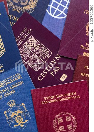 Passports of citizens of different countries of the world, passports background 135761566
