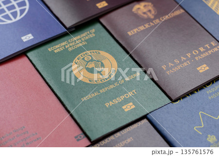 Passports of citizens of different countries of the world, passports background 135761576