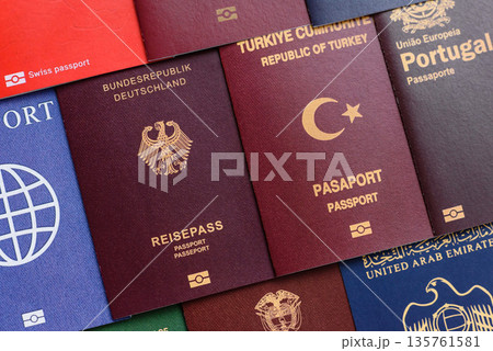 Passports of citizens of different countries of the world, passports background 135761581