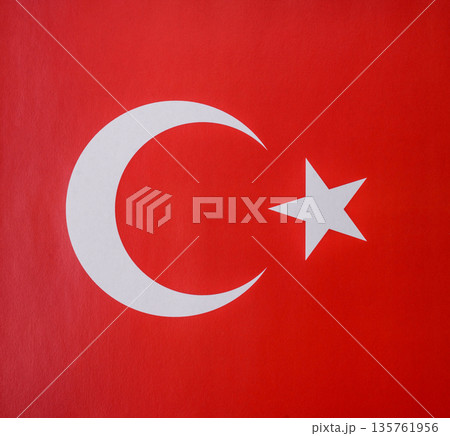 Turkish national flag in red and white color as a symbol of independence. Flag of Turkey Turkish national flag in red and white color as a symbol of independence. Flag of Turkey 135761956