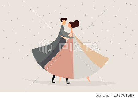 vector romantic illustration with man and woman in minimalist style in pastel colors vector romantic illustration with man and woman in minimalist style in pastel colors 135761997
