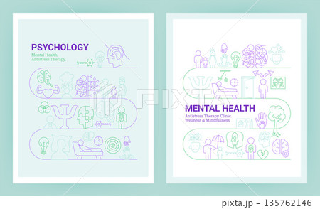 Psychology Line Concept Posters Psychology Line Concept Posters 135762146