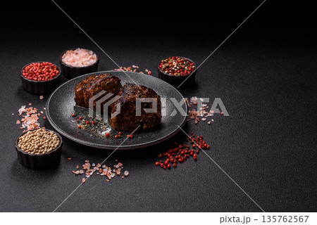 Grilled or barbecued beef steak, a fillet of meat cooked for dinner. Beef steak Grilled or barbecued beef steak, a fillet of meat cooked for dinner. Beef steak 135762567