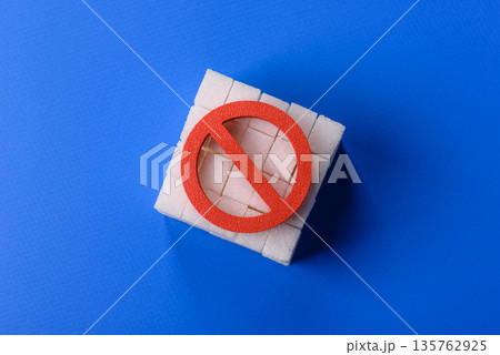 The sugar ban sign as a concept to stop the problem of diabetes, a call to diet. The sugar ban sign The sugar ban sign as a concept to stop the problem of diabetes, a call to diet. The sugar ban sign 135762925