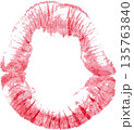 Print of parted lips with red lipstick on isolated background 135763840