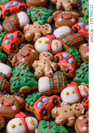 Gingerbread, Christmas cookies, and ornamental holiday baked goods. Christmas gingerbread 135764212