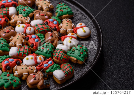 Gingerbread, Christmas cookies, and ornamental holiday baked goods. Christmas gingerbread 135764217