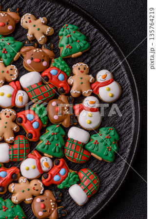 Gingerbread, Christmas cookies, and ornamental holiday baked goods. Christmas gingerbread 135764219