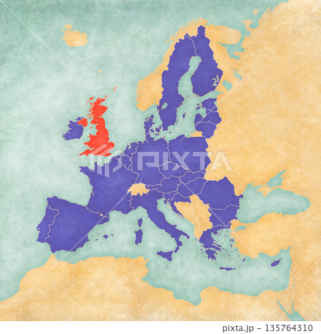 Map of Europe - United Kingdom and European Union 135764310