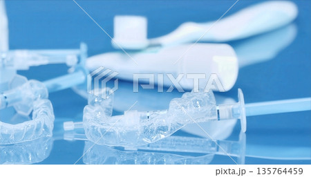 Home Dental Maintenance Essentials Arranged Neatly, Hygiene Tools And Storage Organized For Oral Health 135764459