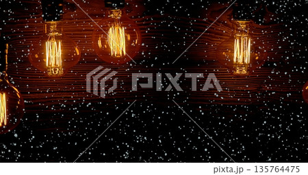 Cozy Glowing Winter, Ambient Winter Display Featuring Illuminated Hanging Lanterns And Snowflakes Cozy Glowing Winter, Ambient Winter Display Featuring Illuminated Hanging Lanterns And Snowflakes 135764475