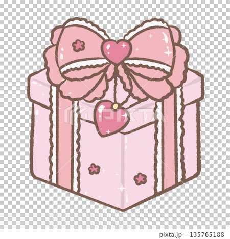 Cute Pink Gift Box with Bow and Heart Illustration Kawaii Valentine Present Packaging Sweet Romantic Holiday Design Cute Pink Gift Box with Bow and Heart Illustration Kawaii Valentine Present Packaging Sweet Romantic Holiday Design 135765188